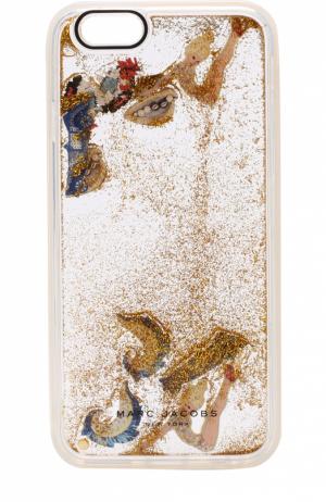 Чехол для iPhone 6/6S с принтом и глиттером Marc Jacobs. Цвет: золотой