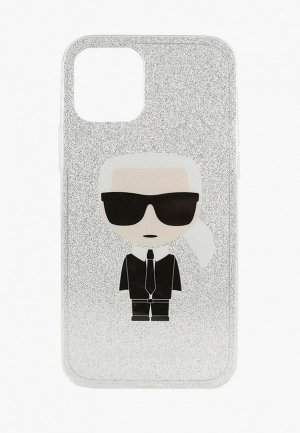 Чехол для iPhone Karl Lagerfeld 12/12 Pro (6.1), PC/TPU Ikonik Glitter Silver. Цвет: серебряный