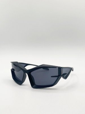 Солнцезащитные очки угловой формы черного цвета , черный SVNX