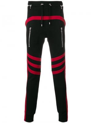 Спортивные брюки с байкерскими панелями Balmain. Цвет: черный