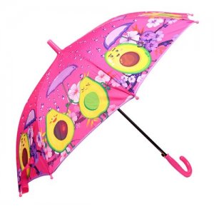 Зонт трость детский для мальчиков и девочек Авокадо полуавтоматический зонт-трость; малышей с сиреневой ручкой Baziator. Цвет: фиолетовый/розовый