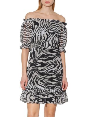 Мини-платье с открытыми плечами и принтом зебры shay Zebra Walter Baker