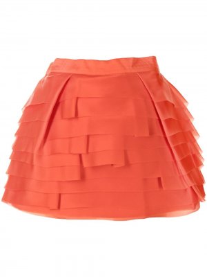 Многослойная юбка-шорты из органзы Isabel Sanchis. Цвет: красный