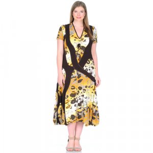 Платье , вискоза, повседневное, полуприлегающее, миди, размер 48, желтый, черный Мадам Т. Цвет: черный/желтый