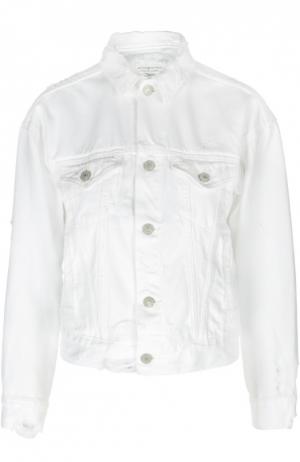 Джинсовая укороченная куртка с потертостями Denim&Supply by Ralph Lauren. Цвет: белый