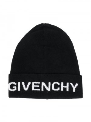 Трикотажная шапка с логотипом Givenchy Kids. Цвет: черный