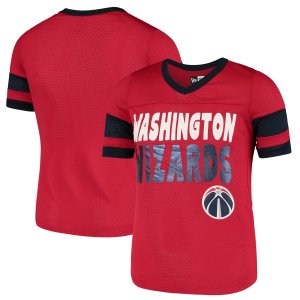 Молодежная футболка New Era Red Washington Wizards из сетчатого джерси с v-образным вырезом для девочек