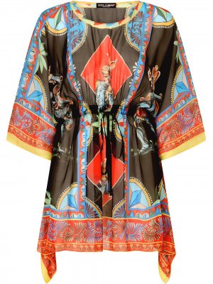 Пляжная накидка с графичным принтом Dolce & Gabbana. Цвет: черный