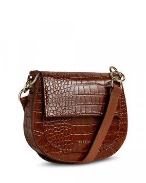 Брендированная сумка-портфель из лямок с тиснением под крокодила , цвет Brown Ted Baker