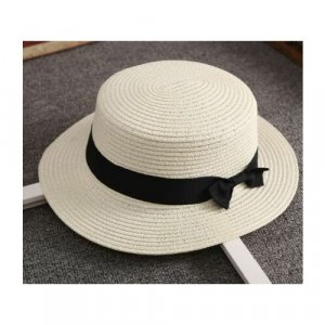 Шляпа канотье летняя, солома, размер 56/58, бежевый Style. Цвет: слоновая кость/бежевый