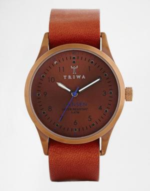 Бронзовые часы с кожаным ремешком Lansen LAST104 Triwa. Цвет: коричневый