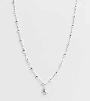 Серебряное ожерелье-цепочка с шариками и подвеской-полумесяцем -Серебристый Kingsley Ryan