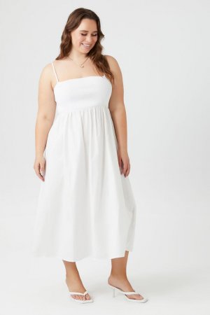 Платье миди из поплина больших размеров , белый Forever 21