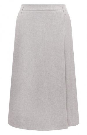 Кашемировая юбка А-силуэта со складкой Loro Piana. Цвет: серый