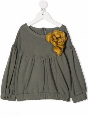 Блузка с цветочной аппликацией Il Gufo. Цвет: зеленый