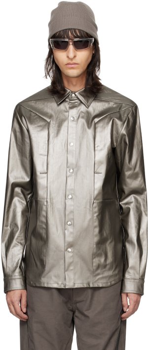 Джинсовая рубашка цвета бронзы с туманными карманами Rick Owens