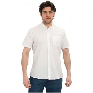 Рубашка , повседневный стиль, прямой силуэт, короткий рукав, карманы, однотонная, размер S, белый Lee Cooper. Цвет: белый