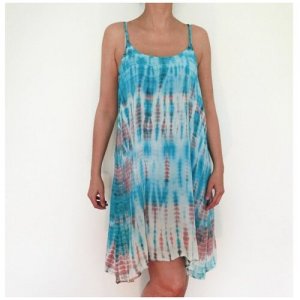 Сарафан размер 44-46 (М) / Индия Tie&Dye (Тай-Дай) - неповторимый узор на каждом изделии Платье летнее пляжное Laguna Cotton. Цвет: голубой/белый