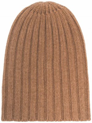 Кашемировая шапка бини в рубчик Laneus. Цвет: коричневый