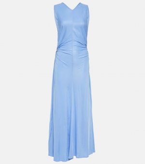 Платье макси из джерси с кольцами, синий Bottega Veneta