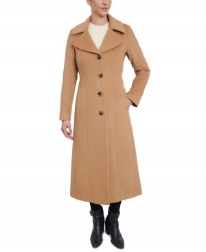 Женское однобортное пальто макси с воротником Anne Klein