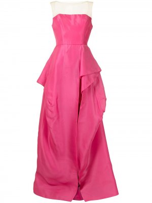 Шелковое вечернее платье Monique Lhuillier. Цвет: розовый