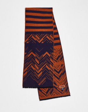 Коричневый шарф в разноцветную полоску -Разноцветный Missoni
