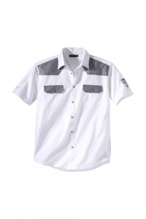 Контрастная рубашка с короткими рукавами , белый Atlas for Men