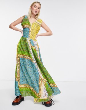 Разноцветное платье макси с комбинированным принтом Mixed Feelings-Разноцветный Raga
