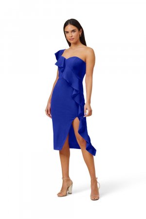 Вязаное коктейльное платье из крепа , синий Adrianna Papell