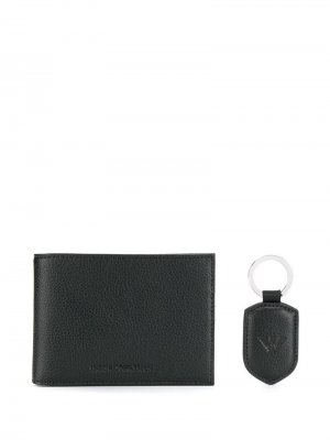 Бумажник с брелоком Emporio Armani. Цвет: черный