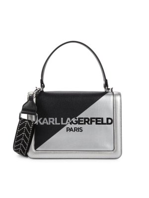Двухцветная сумка-портфель Simone с логотипом , цвет Black Silver Karl Lagerfeld Paris