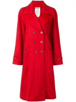 Двубортное кашемировое пальто 1994-го года Chanel Pre-Owned. Цвет: красный