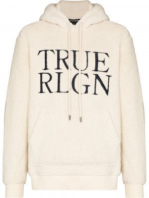 Худи из шерпы с вышитым логотипом True Religion. Цвет: бежевый