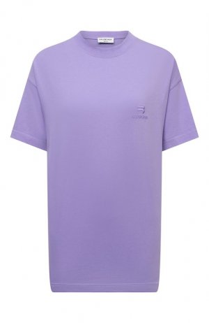 Хлопковая футболка Balenciaga. Цвет: сиреневый