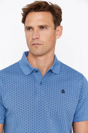 Рубашка-поло из пике с принтом , синий Cortefiel