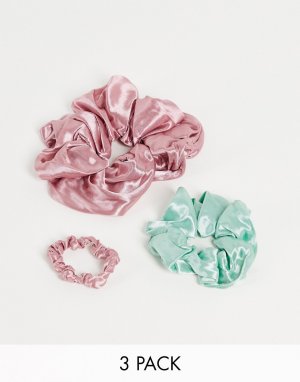 Набор из 3 резинок для волос разного размера розового и шалфейно-зеленого цветов -Разноцветный My Accessories