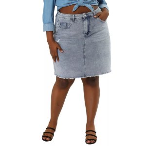 Женские рваные джинсовые юбки больших размеров с вышивкой Agnes Orinda
