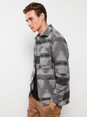 Удобная мужская куртка-рубашка лесоруба с длинным рукавом рисунком , черный плед LCW Casual