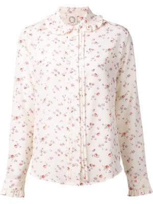 Блузка с цветочным принтом и рюшами Ines De La Fressange. Цвет: розовый и фиолетовый