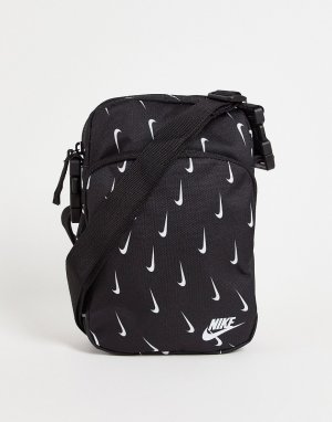Черная сумка через плечо со сплошным логотипом Heritage-Черный Nike
