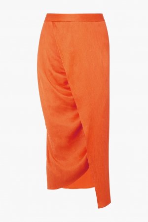 Юбка миди из шелкового атласа с запахом и эффектом плиссе , оранжевый Sies Marjan