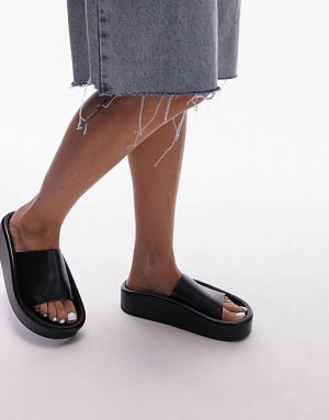 Черные сандалии-мюли с заниженной стелькой Glory Topshop