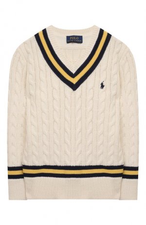 Хлопковый пуловер Polo Ralph Lauren. Цвет: кремовый