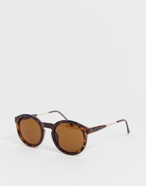 Солнцезащитные очки в черепаховой круглой оправе -Коричневый Burton Menswear