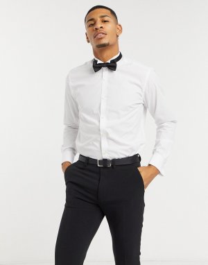 Классическая рубашка узкого кроя с галстуком-бабочкой -Белый French Connection