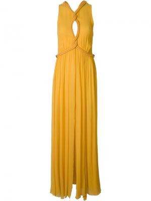 Платье макси с декоративной веревкой Jay Ahr. Цвет: жёлтый и оранжевый