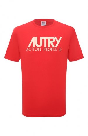 Хлопковая футболка Autry. Цвет: красный
