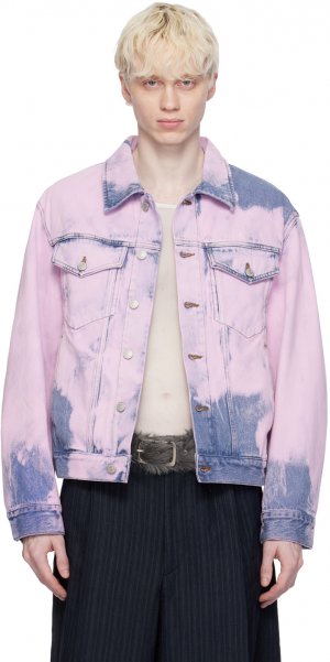 Розовая джинсовая куртка, окрашенная в готовую одежду Dries Van Noten