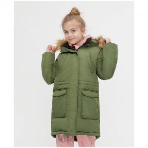 Пальто зимнее с капюшоном размер 146 модель 221BBGJC45034400 Button Blue. Цвет: зеленый